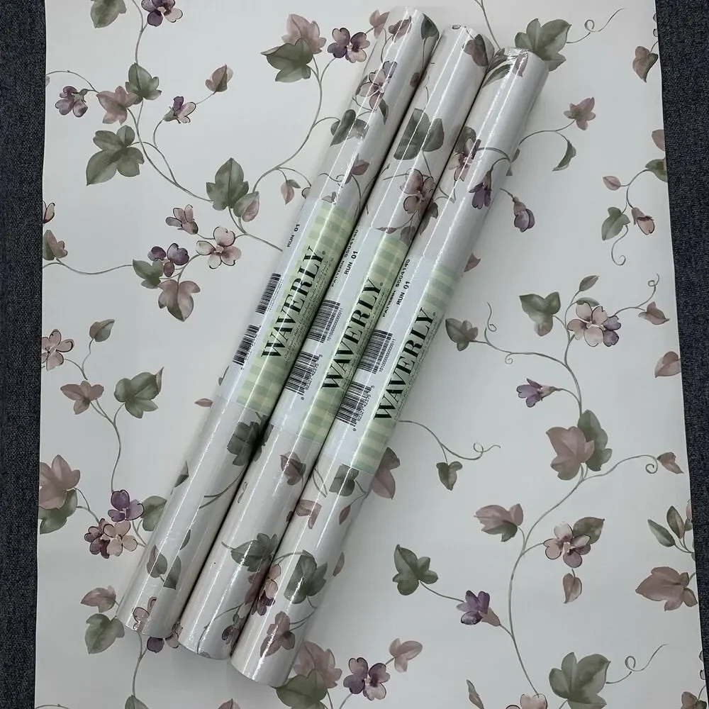 Waverly Wallpaper Vintage Floral 3 Rolls Early 2000s Botanical 20.5 x 11 yds.